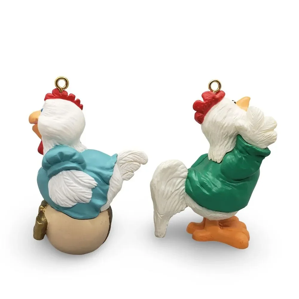 Hallmark Mom to Be / Dad to Be Christmas Ornaments - Set of 2 Hen & Rooster 1992